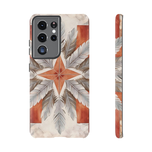 Silver Feather Compass - Impact Resistant Phone Case